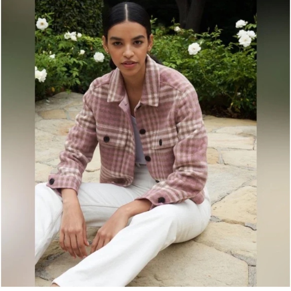 Joie Josie pink plaid button down jacket nwt medium